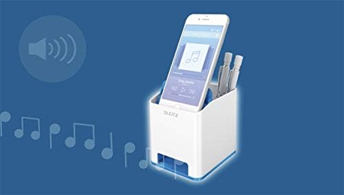 Leitz Cubilete Sound 53630095 – Porta-bolígrafos con Amplificación de Sonido, Negro/Gris, Gama WOW