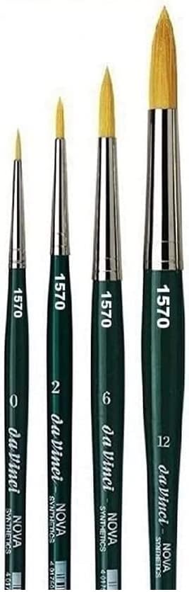 Da Vinci Serie 1570 Nova – Set de 4 Pinceles Redondos Sintéticos (0, 2, 6, 12) – Para Acuarela, Óleo y Acrílico