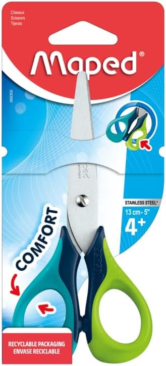 Maped Sensoft – Tijeras Escolares 13 cm, Diseño Ergonómico para Niños