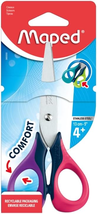 Maped Sensoft – Tijeras Escolares 13 cm, Diseño Ergonómico para Niños