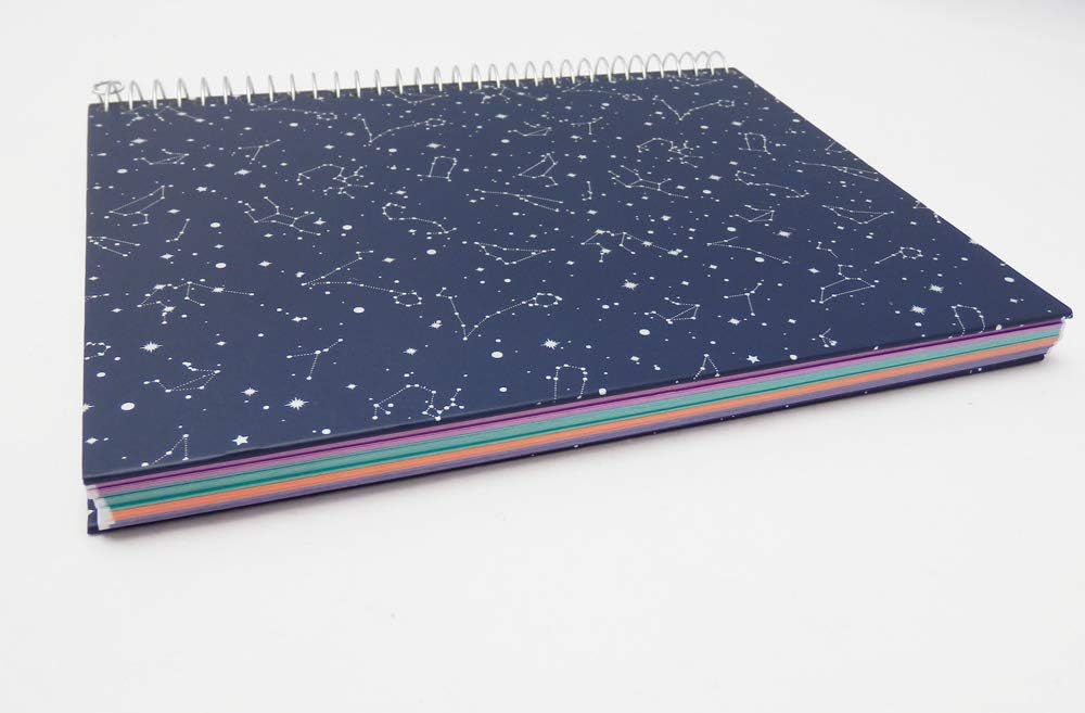 Miquelrius Cuaderno A5 4 Franjas Cosmos | 120 Hojas Cuadriculadas 5x5 | Tapa Dura | Papel Sostenible 70 g/m² | 2 Taladros