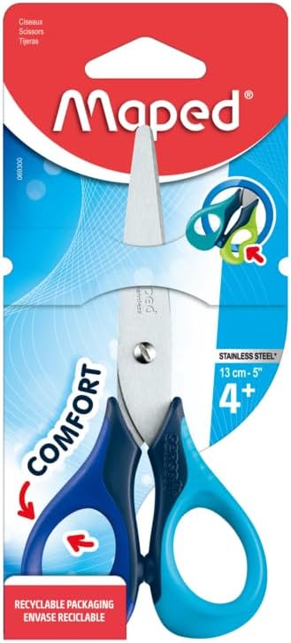 Maped Sensoft – Tijeras Escolares 13 cm, Diseño Ergonómico para Niños
