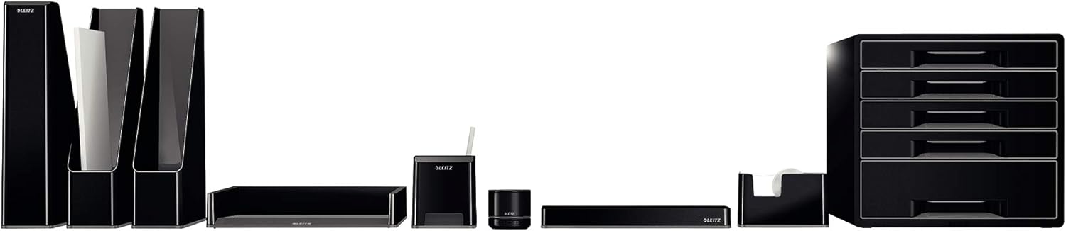 Leitz Cubilete Sound 53630095 – Porta-bolígrafos con Amplificación de Sonido, Negro/Gris, Gama WOW