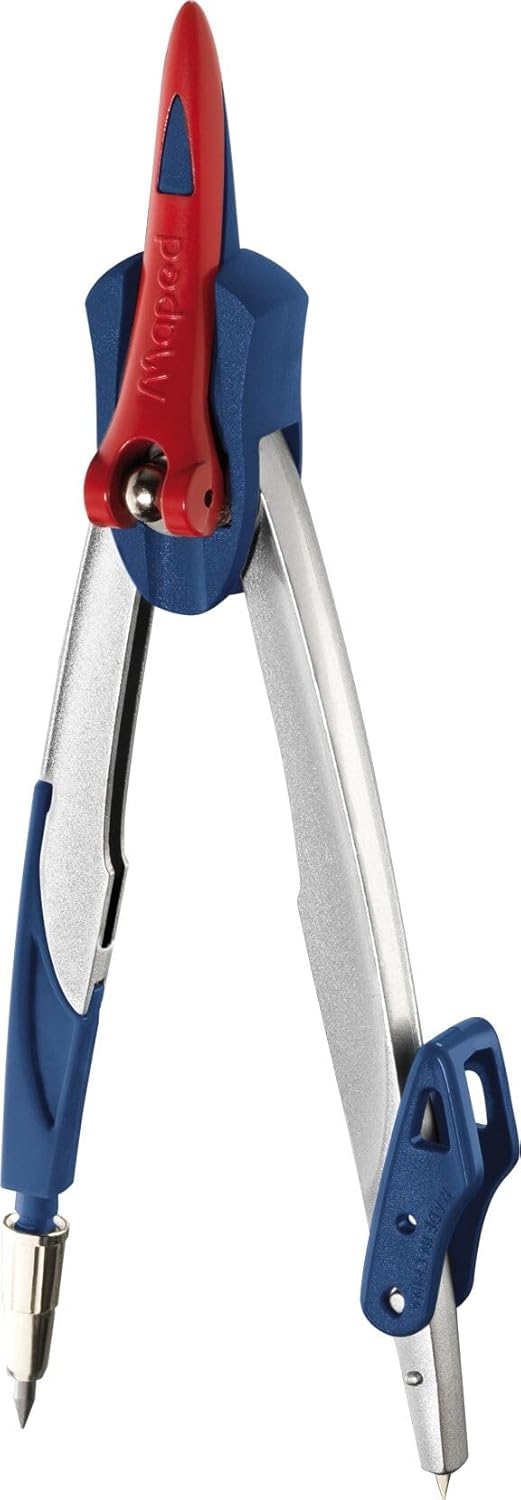 Maped Stop System – Compás Escolar de Precisión con Abrazadera Universal y Estuche de Minas (Caja 3 Piezas)