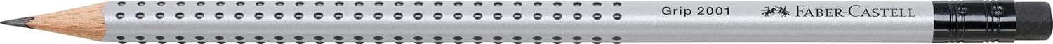 Faber-Castell Grip 2001 – Caja de 12 Lápices de Grafito con Goma de Borrar HB