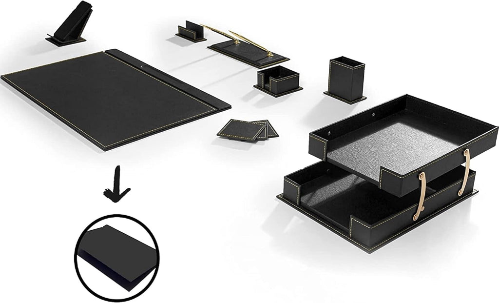 Set de Escritorio Premium – Piel Sintética Negra
