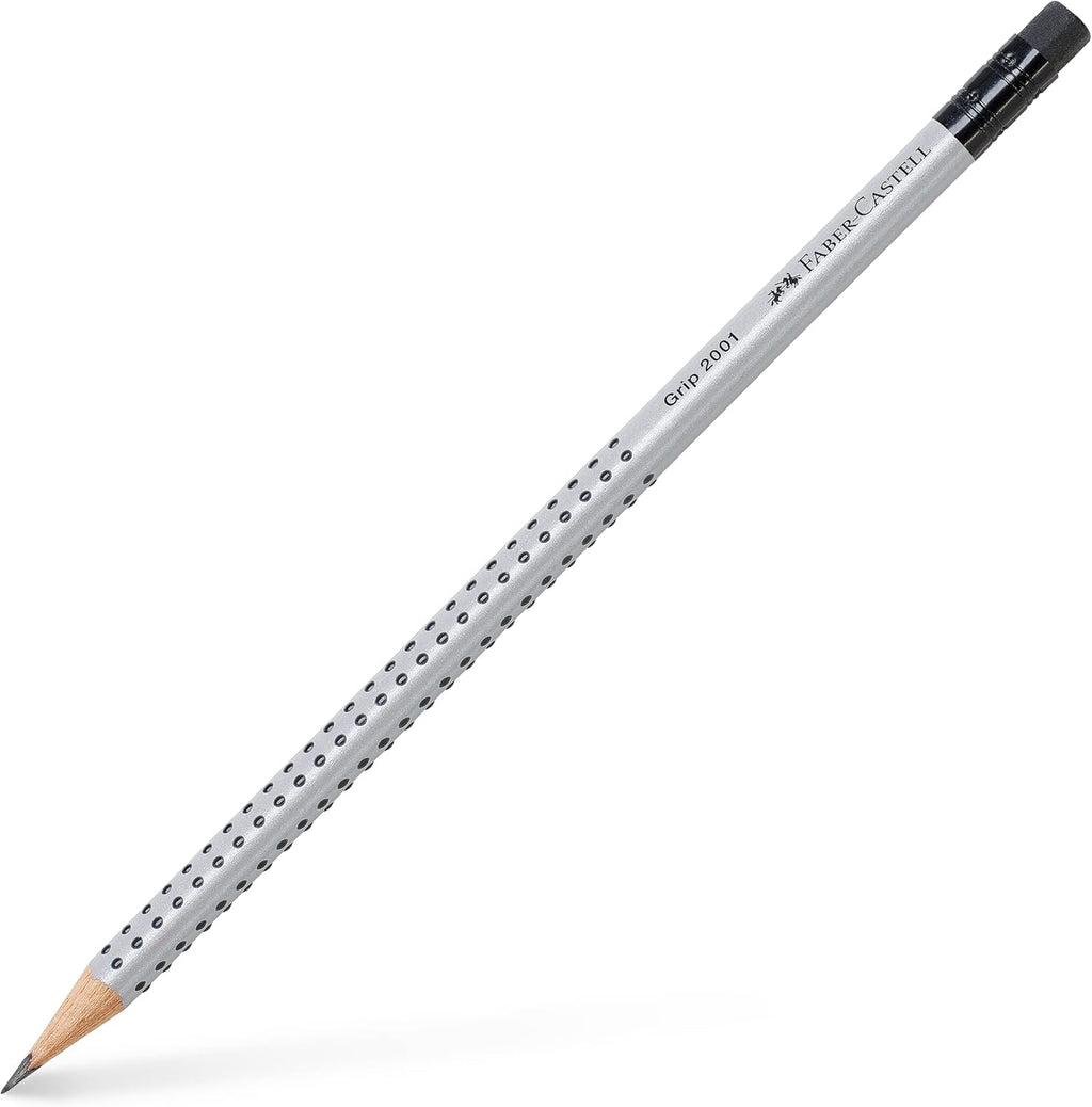 Faber-Castell Grip 2001 – Caja de 12 Lápices de Grafito con Goma de Borrar HB