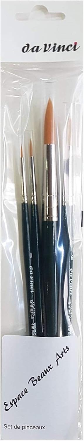 Da Vinci Serie 1570 Nova – Set de 4 Pinceles Redondos Sintéticos (0, 2, 6, 12) – Para Acuarela, Óleo y Acrílico