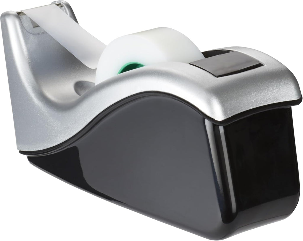 Scotch C60 – Dispensador de Cinta Adhesiva Negro y Plata + Rollo de Cinta Original 3M