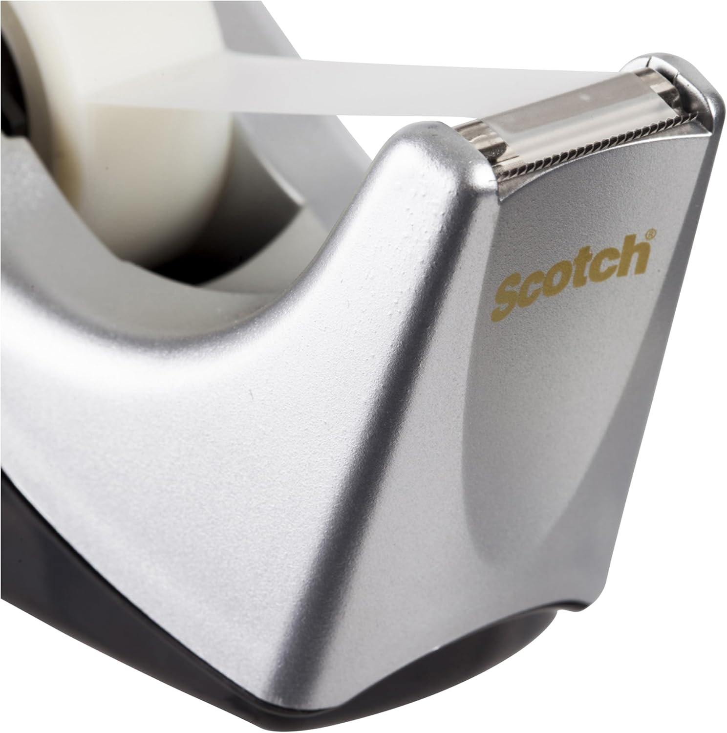 Scotch C60 – Dispensador de Cinta Adhesiva Negro y Plata + Rollo de Cinta Original 3M