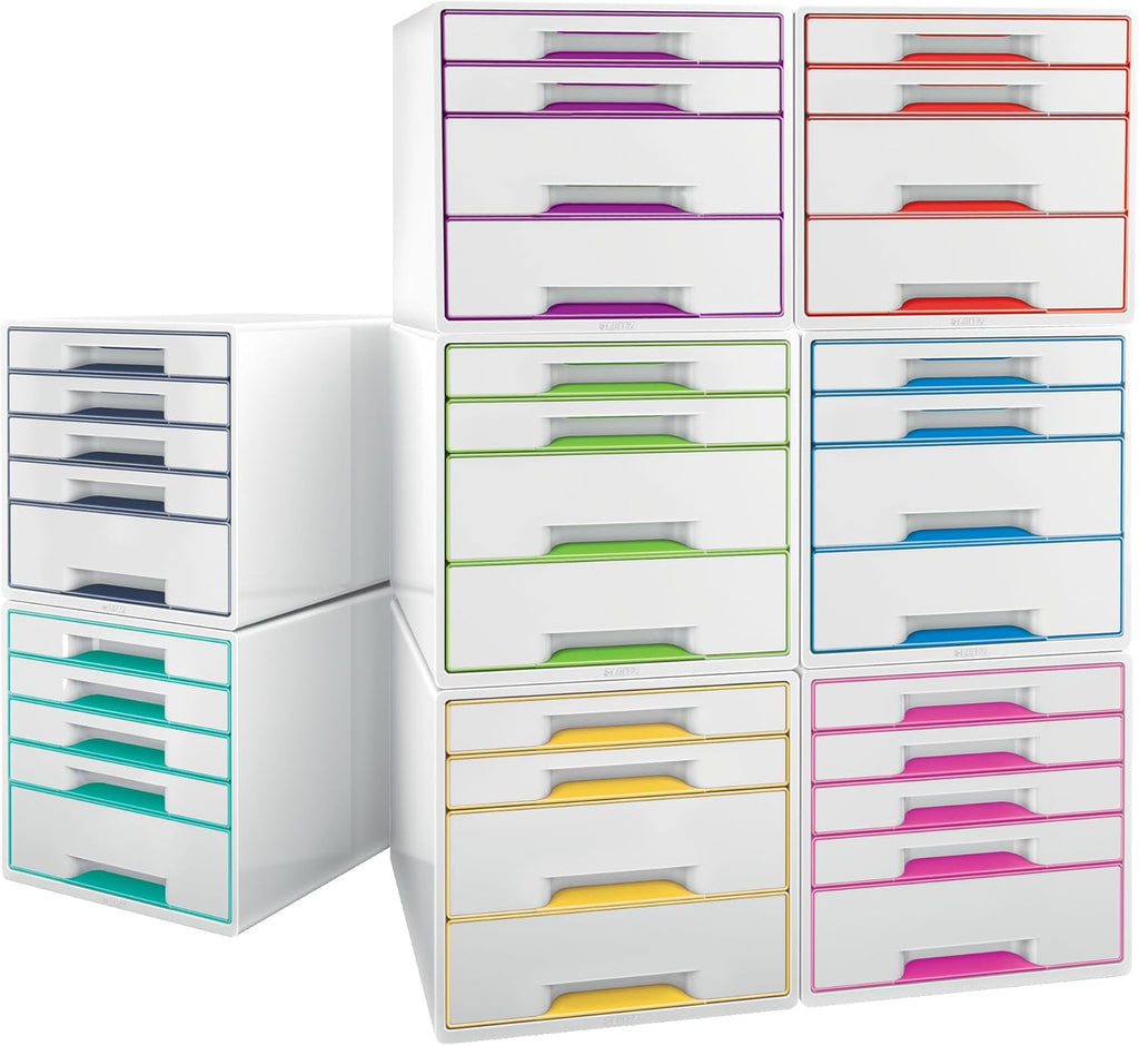 Leitz 52142001 Buc de 5 Cajones A4 – Gama WOW Blanco/Gris