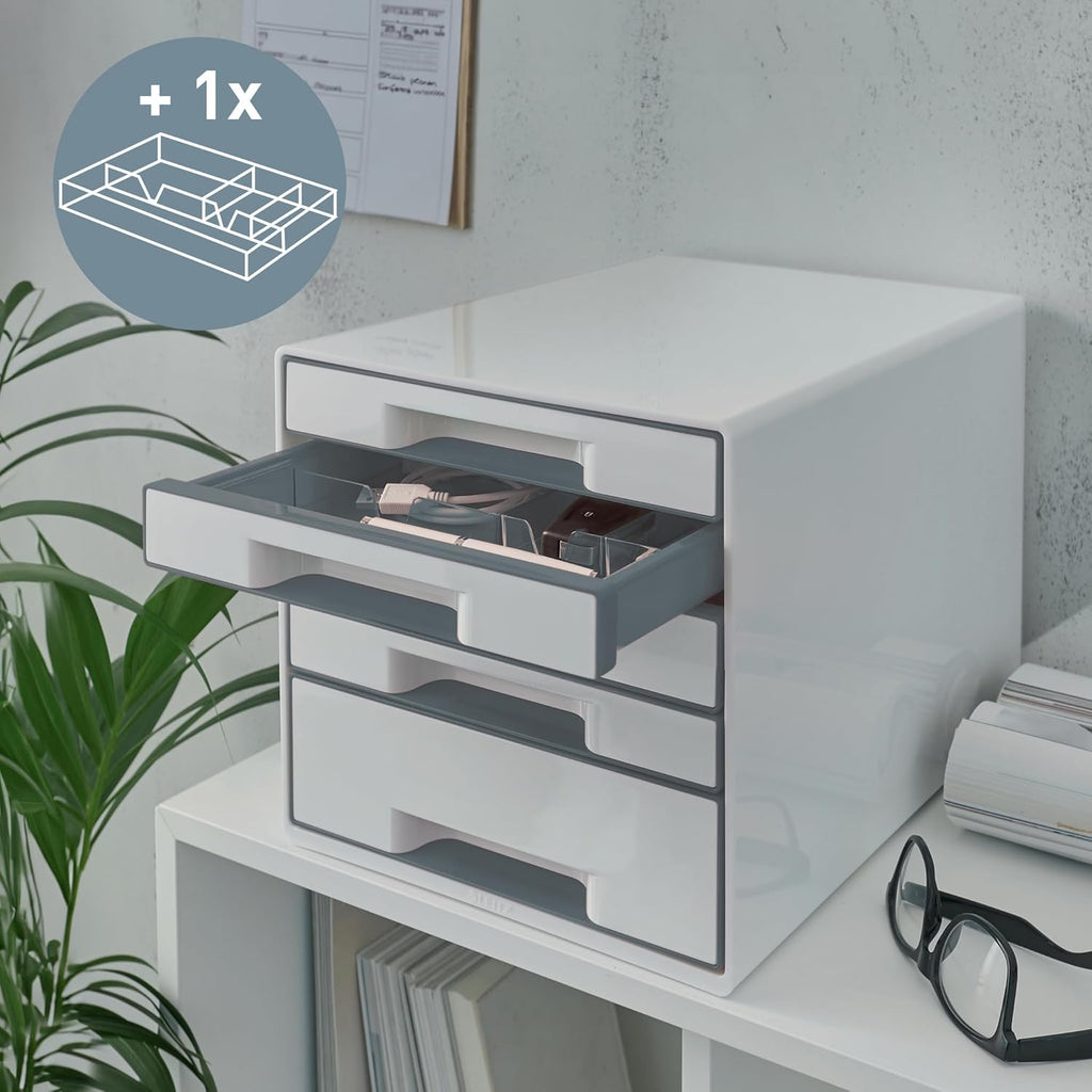 Leitz 52142001 Buc de 5 Cajones A4 – Gama WOW Blanco/Gris