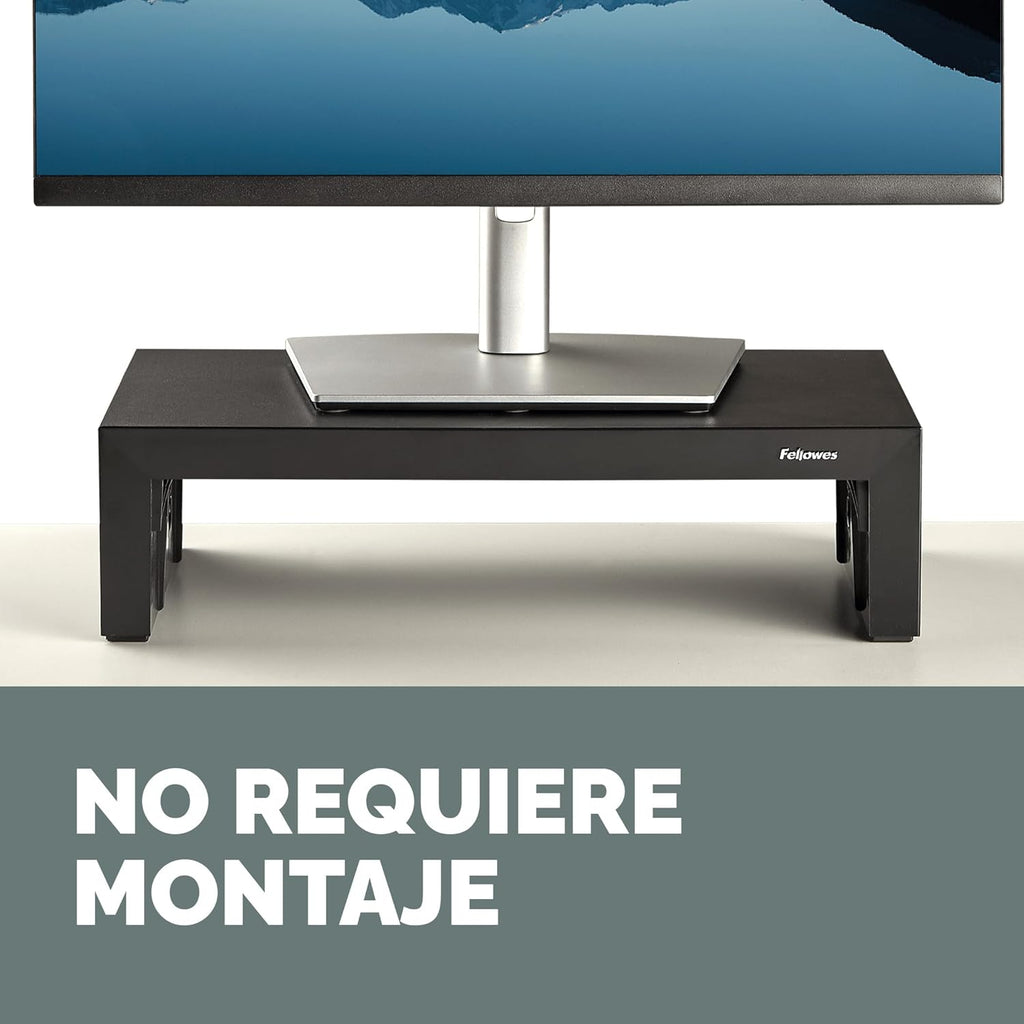 Fellowes Elevador de Monitor Everyday Plus – Soporte Ergonómico Ajustable con 3 Alturas y Almacenamiento – Negro