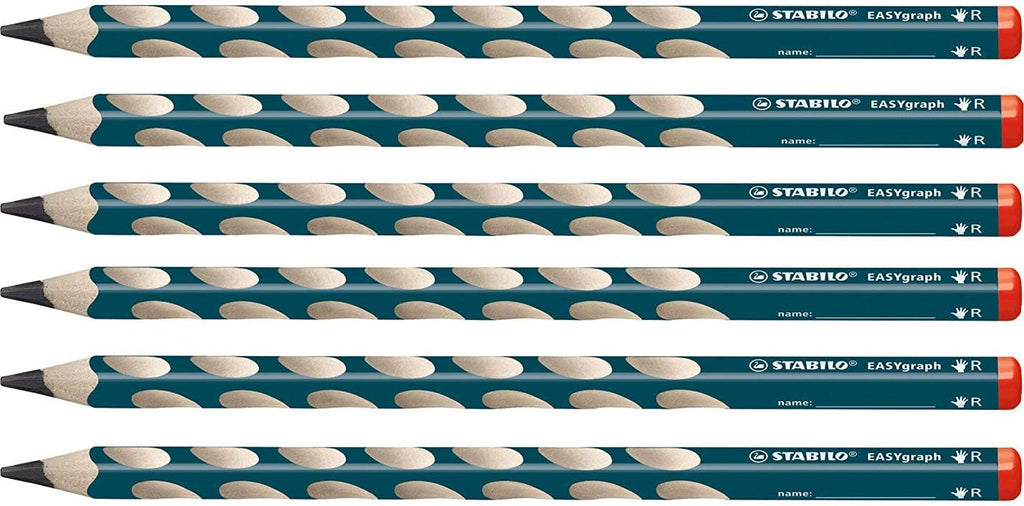 STABILO EASYgraph – Lápiz de Grafito Ergonómico para Diestros, Caja de 6 Unidades, Color Petrol