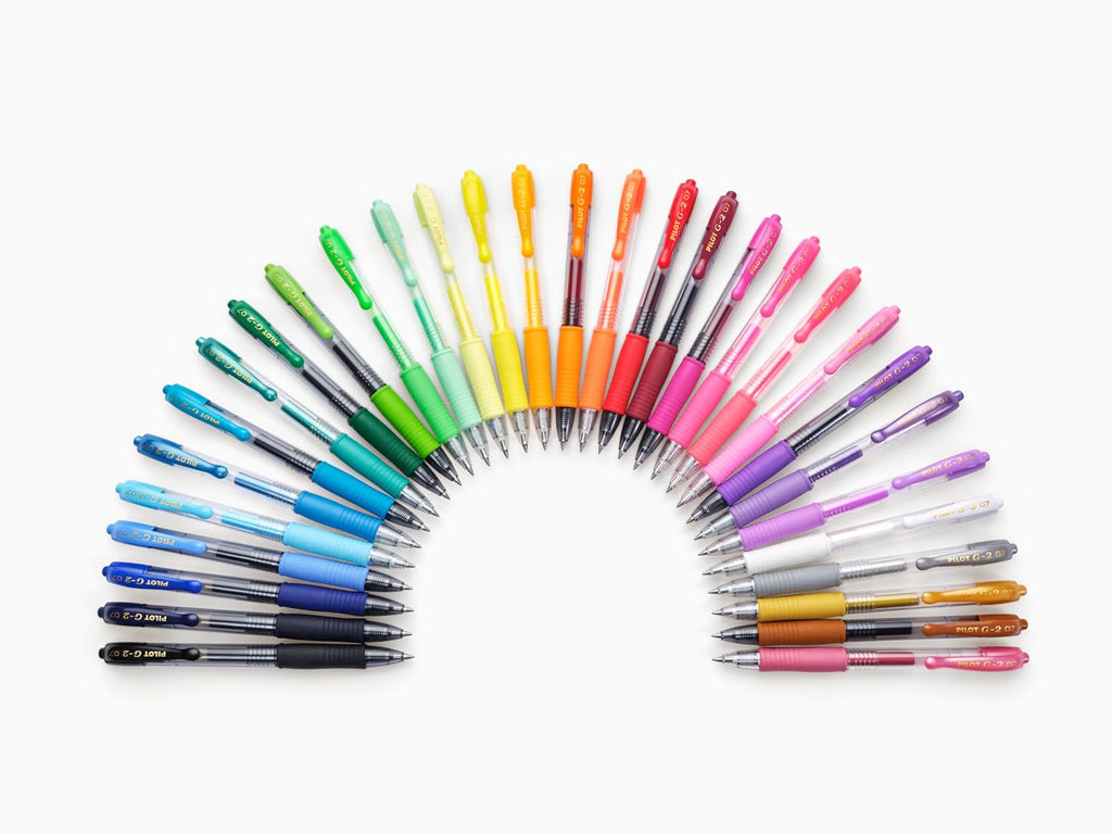 Pilot G2 – Set de 4 Bolígrafos Roller de Gel Retráctiles y Recargables – Colores Negro, Azul, Rojo y Verde