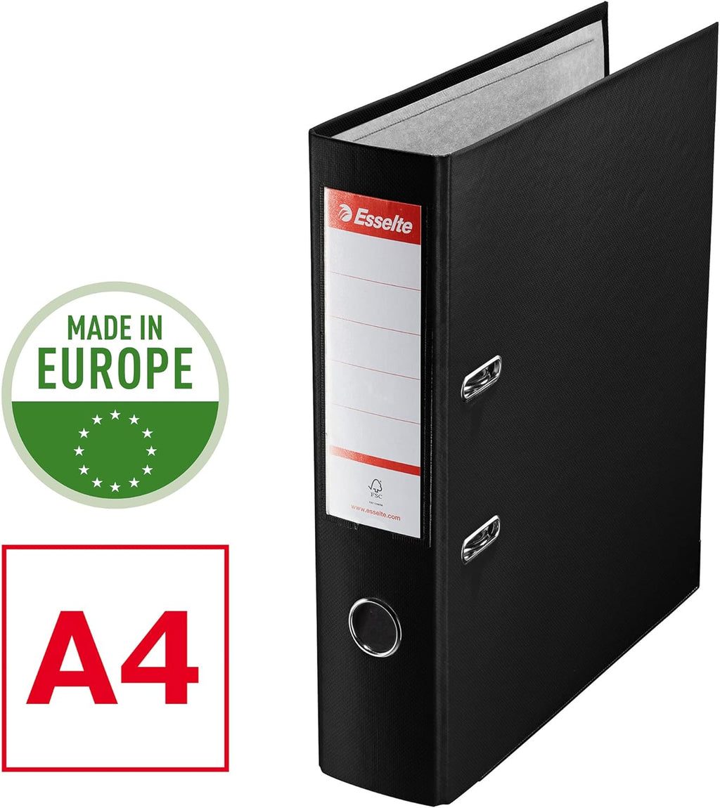 Archivador A4 Esselte Premium – Negro Mate 75 mm (Pack de 3 Unidades)