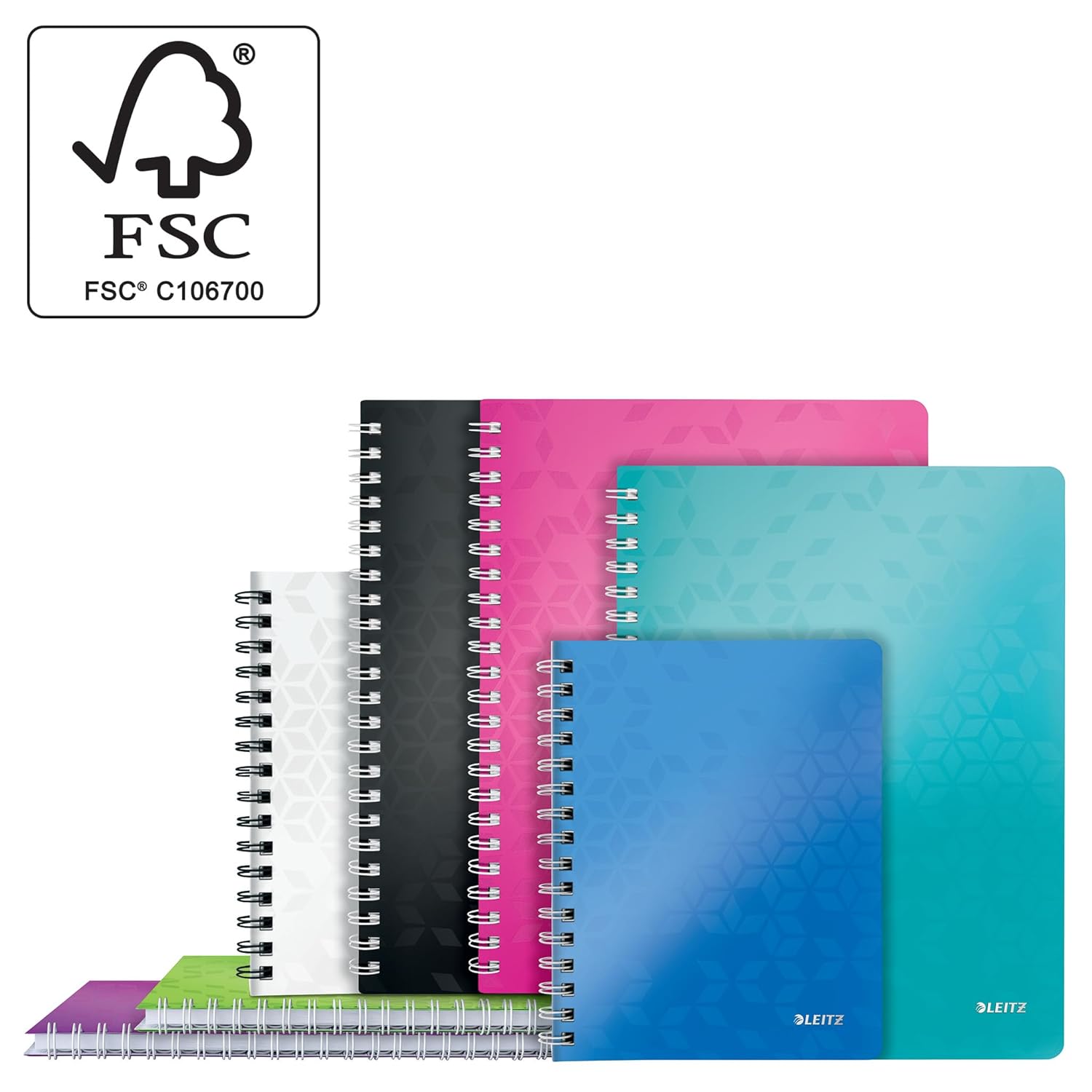 Leitz Wow Cuaderno A5 Cuadriculado 5x5 | Tapa dura laminada | 80 hojas 90 g | Color Azul Metallic