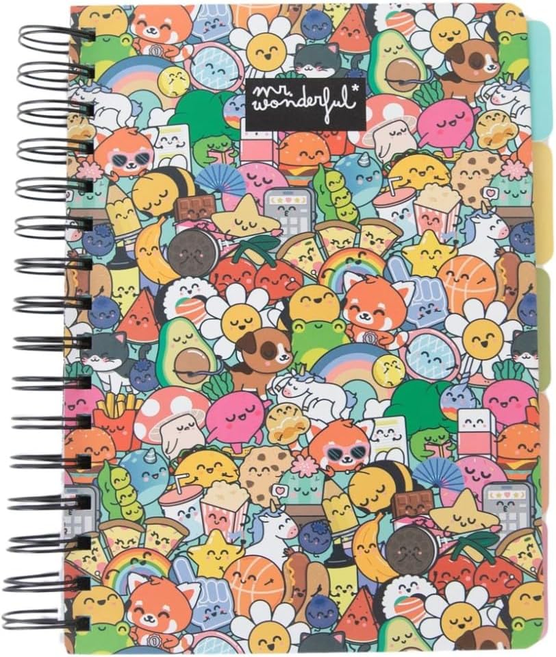 Mr. Wonderful Cuaderno A5 con Separadores | Tapa Dura | 160 Hojas Cuadriculadas | Personajes Wonder