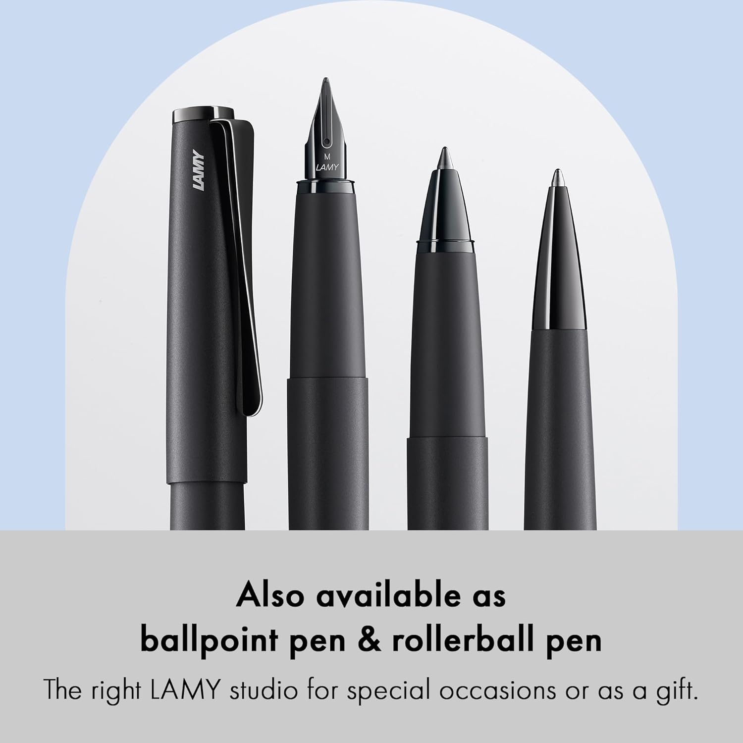 Lamy Studio Lx All Black Pluma Estilográfica – Cuerpo Metálico Elegante – Clip Helicoidal – Plumín de Acero F – Cartucho T10 Azul Incluido
