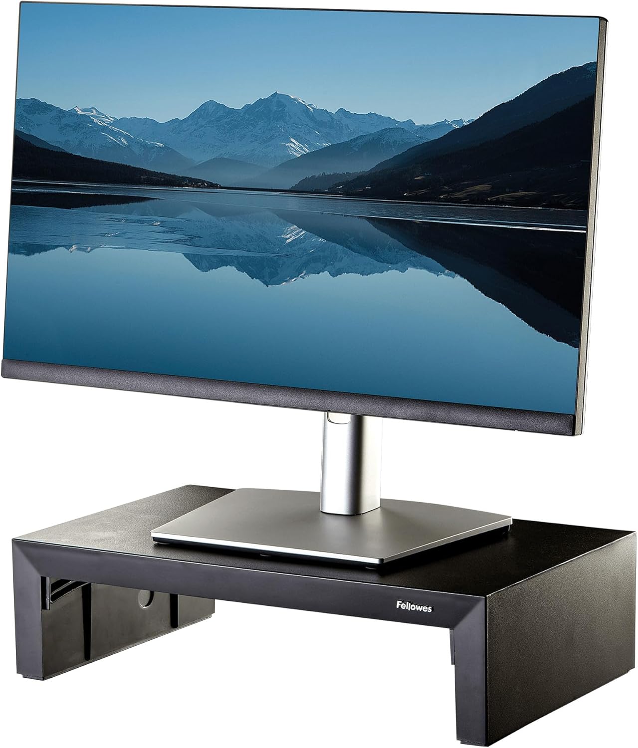 Fellowes Elevador de Monitor Everyday Plus – Soporte Ergonómico Ajustable con 3 Alturas y Almacenamiento – Negro