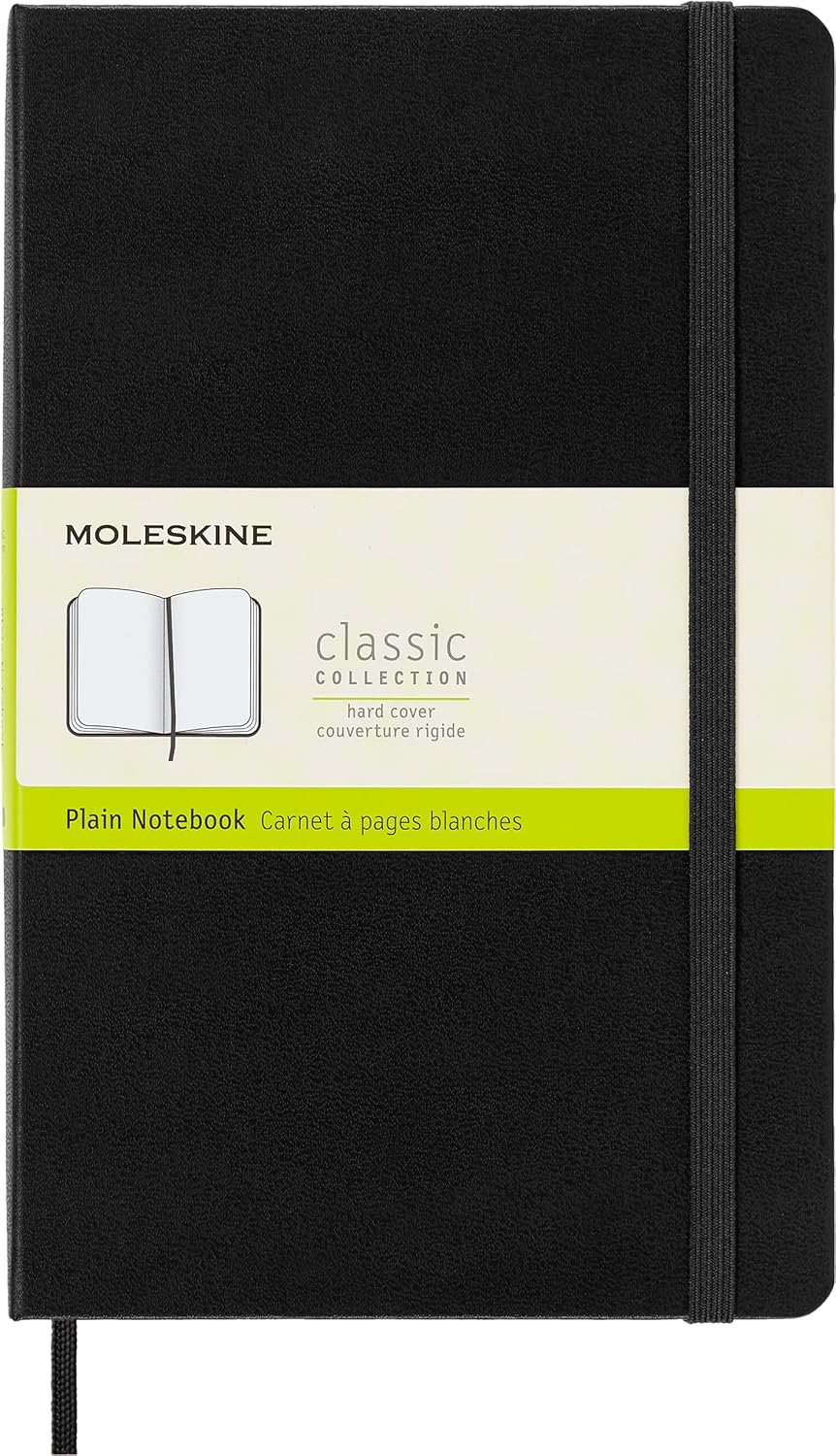 Moleskine Classic Cuaderno Grande 13 x 21 cm | Hojas Lisas | Tapa Dura Negra | 240 Páginas | Cierre Elástico