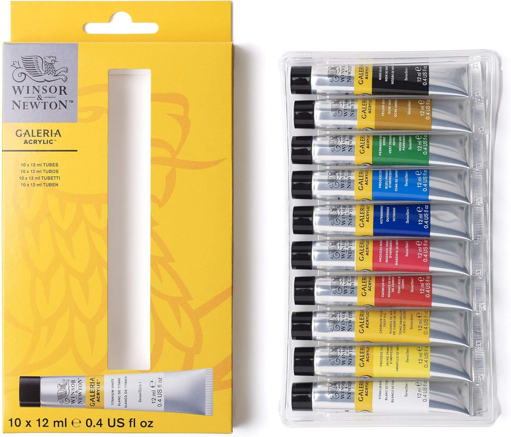 Winsor & Newton Galeria – Set de Pintura Acrílica 10 Colores x 12 ml – Alta Pigmentación