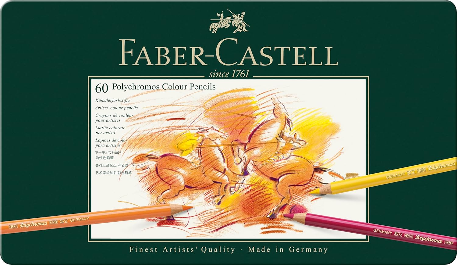 Faber-Castell Polychromos 60 Ecolápices de Color – Estuche Metálico Premium – Colores Intensos y Alta Resistencia a la Luz