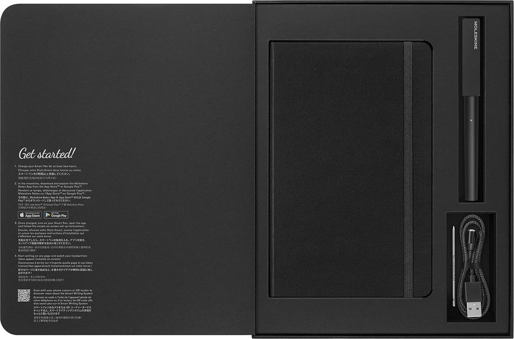 Moleskine Smart Writing Set – Libreta Inteligente con Bolígrafo Digital Incluido – Cuaderno de Páginas Rayadas 13x21 cm – Color Negro