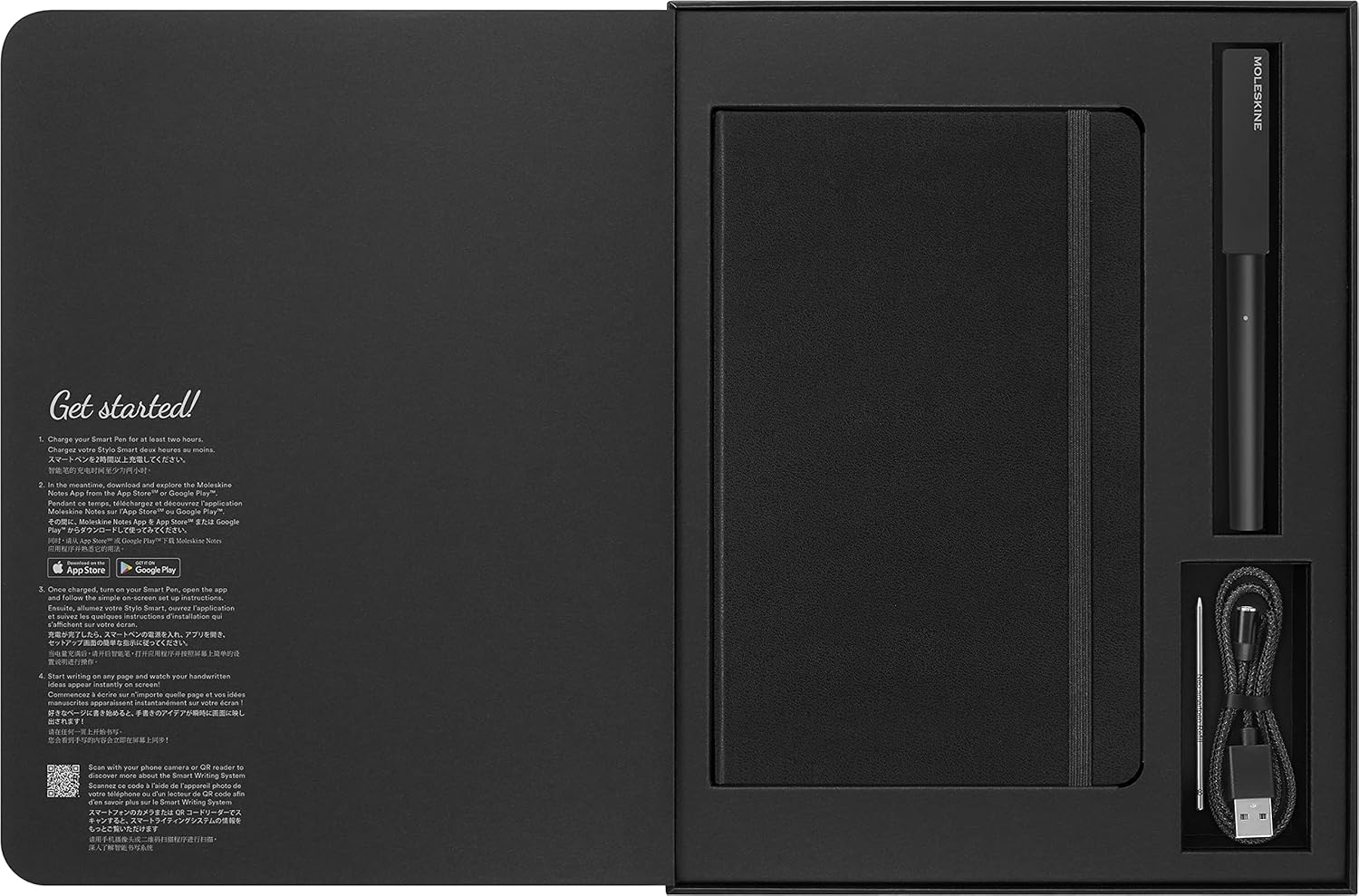 Moleskine Smart Writing Set – Libreta Inteligente con Bolígrafo Digital Incluido – Cuaderno de Páginas Rayadas 13x21 cm – Color Negro