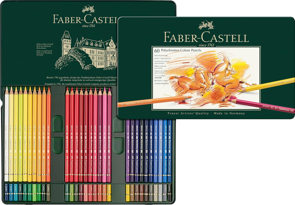 Faber-Castell Polychromos 60 Ecolápices de Color – Estuche Metálico Premium – Colores Intensos y Alta Resistencia a la Luz