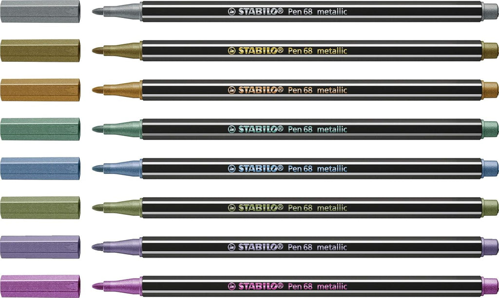 STABILO Pen 68 Metallic – Set de 8 Colores Metálicos