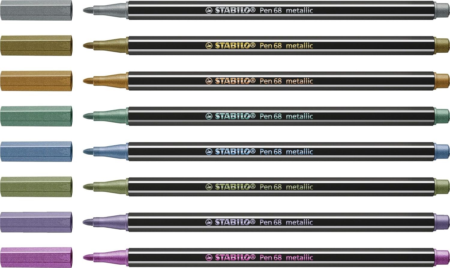 STABILO Pen 68 Metallic – Set de 8 Colores Metálicos