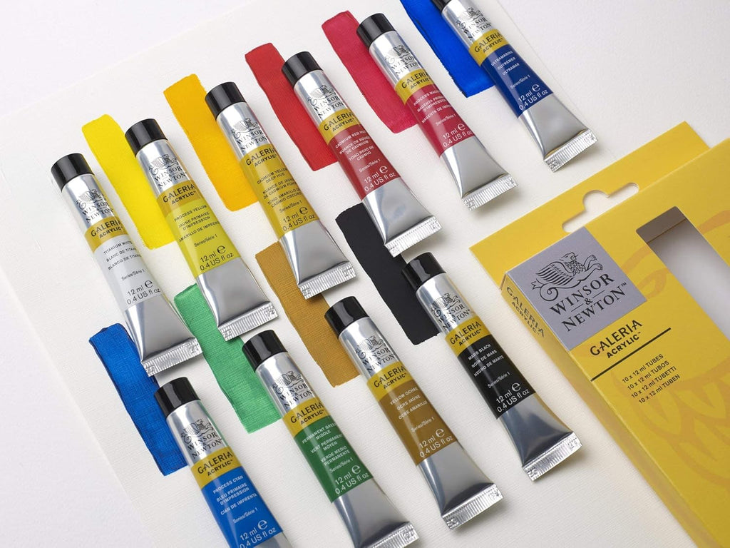 Winsor & Newton Galeria – Set de Pintura Acrílica 10 Colores x 12 ml – Alta Pigmentación