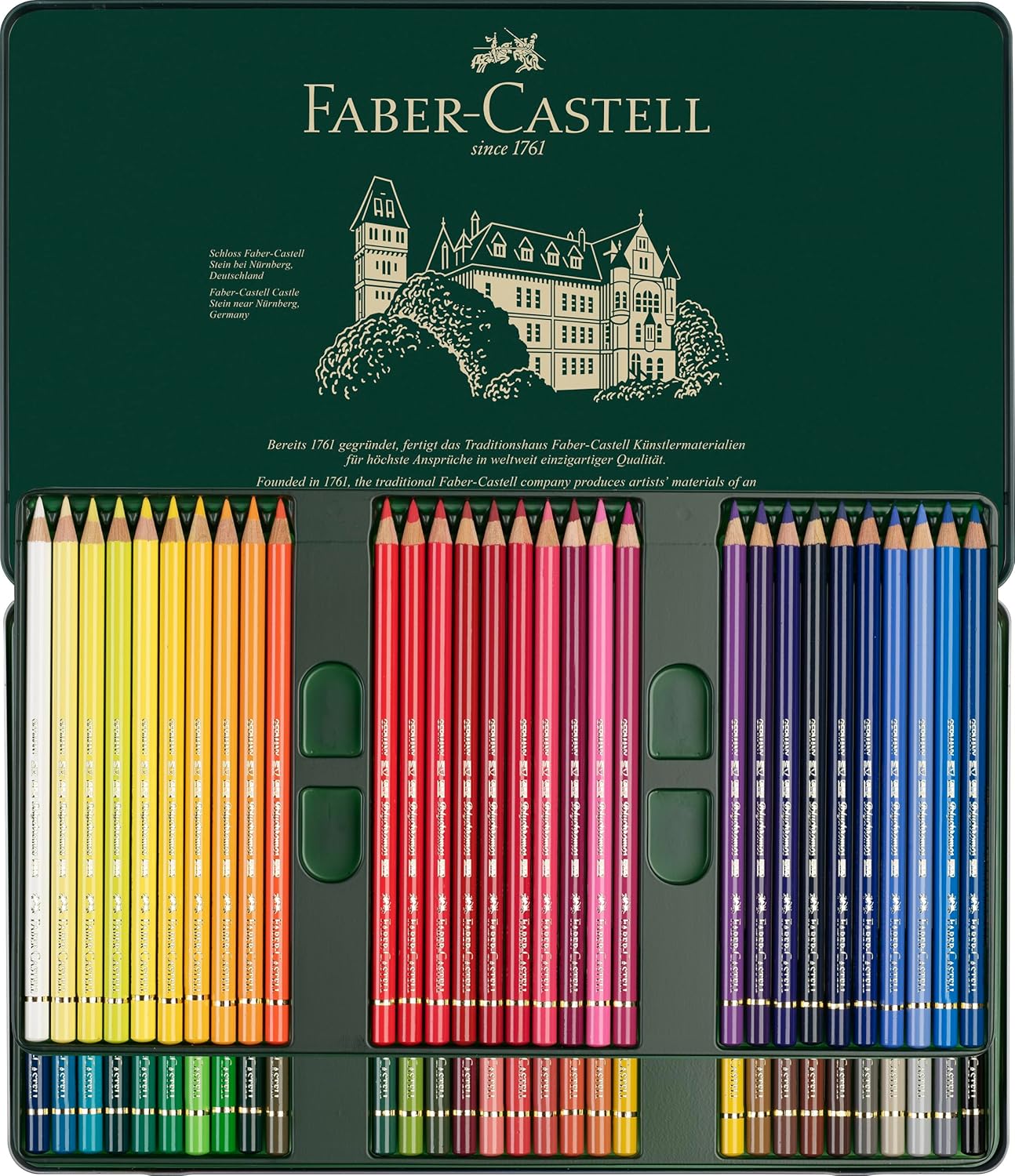 Faber-Castell Polychromos 60 Ecolápices de Color – Estuche Metálico Premium – Colores Intensos y Alta Resistencia a la Luz