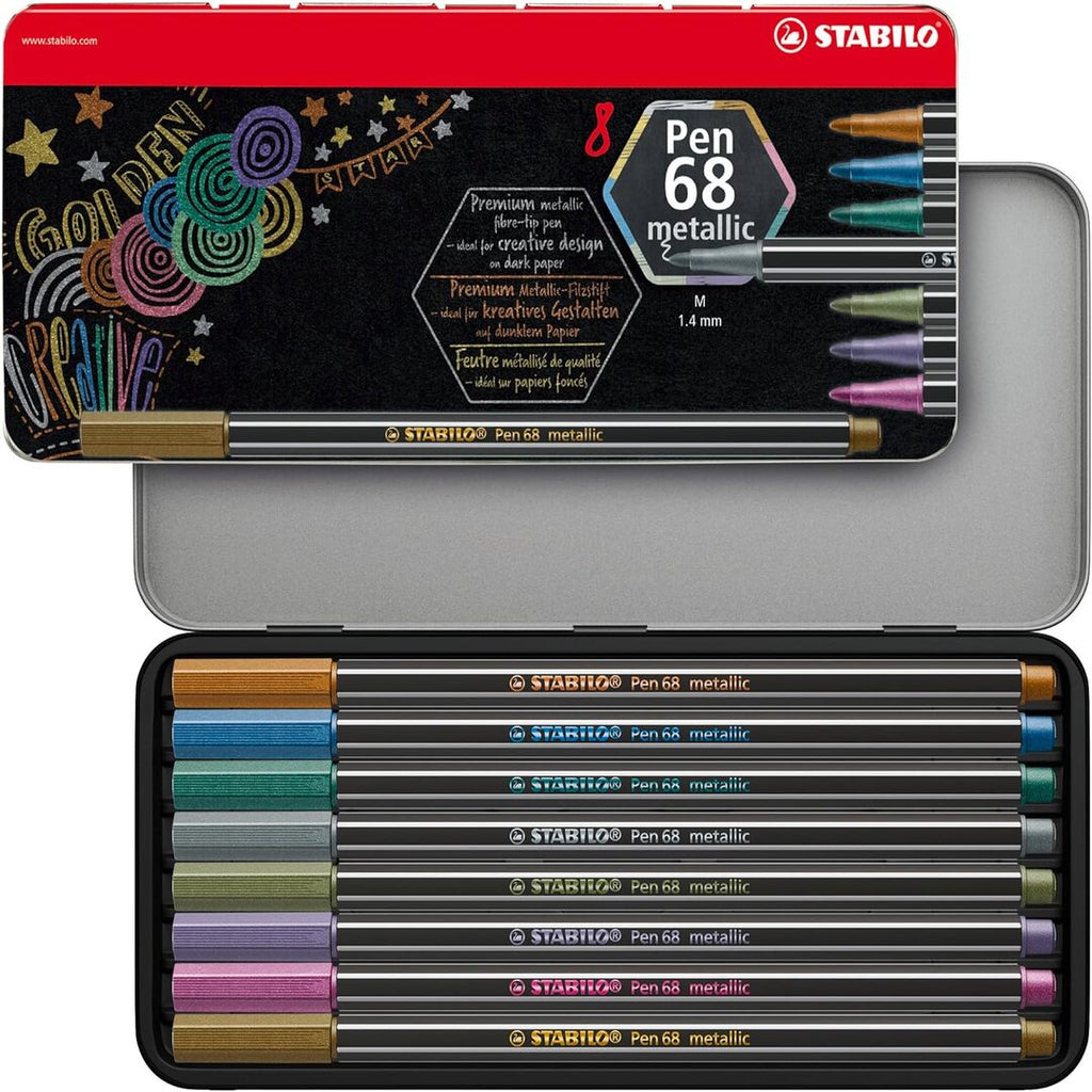 STABILO Pen 68 Metallic – Set de 8 Colores Metálicos
